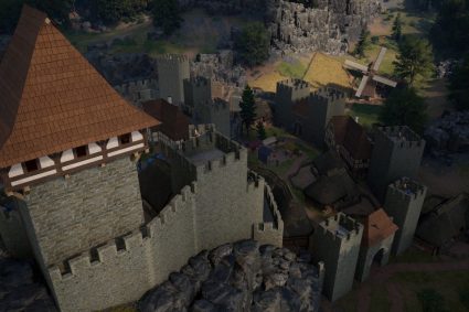 Build a medieval castle piece by piece and then defend it from enemy knights in the…